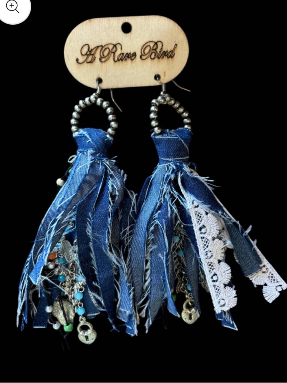 NWT A Rare Bird Boho Aura Earrings in Denim